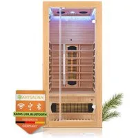 Artsauna Infrarotkabine Kiruna90 Dual Technologie, BxTxH: 90 x 90 x 190 cm, für 1 Personen, Hemlockholz, HiFi-System, Bluetooth, LED-Farblicht