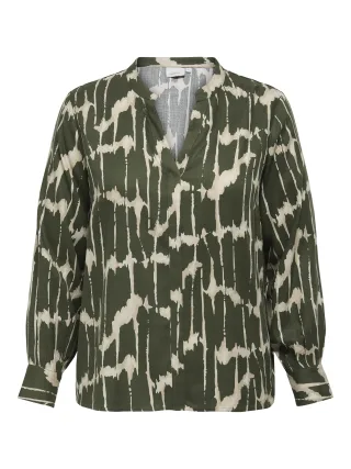 ONLY CARMAKOMA - CARJUNIA LIFE LS V-NECK TOP AOP forest night - Gr. - 46