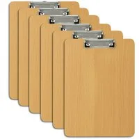 relaxdays Schreibmappe 6er Set Klemmbrett in Holzoptik (6-St)