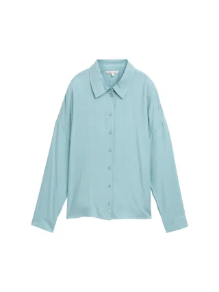 Denim Tom Tailor - Relaxed Hemdbluse tourmaline melange - Gr. - L