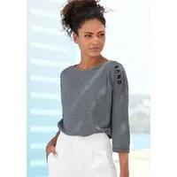 Elbsand 3/4-Arm-Shirt Veera mit Logoprint und überschnittenen Schultern, lässiges Shirt