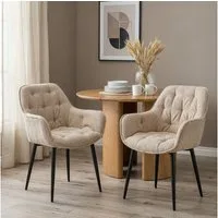 IDIMEX Esszimmerstuhl ARDEN (2 St), Polsterstühle 2er Set mit Armlehnen und Metallgestell Beige