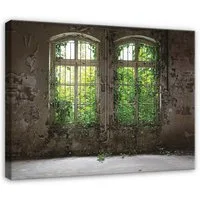 Wallarena Fototapete Fenster 3D Wald - Grün - Modern - Vlies - Schlafzimmer, glatt, 40x30x2cm