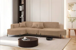 Ecksofa Designersofa VALENCIA in Stoff Noel Braun Ottomane Links