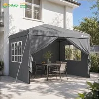 Sekey Faltpavillon 2x2/3x3/3x6 m, Gartenpavillon mit 4 Seitenteilen Partyzelt Wasserdicht, mit 4 Seitenteilen, Gartenpavillon 3 x 3 winterfest, Pavillon Pop Up Partyzelt, für Garten