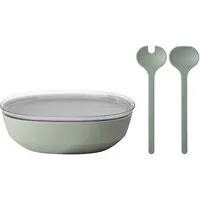 Mepal Schale Silueta Servierschale mit Deckel & Salatbesteck, Kunststoff, (1x Schale, 1x Salatbesteck, 2-tlg)