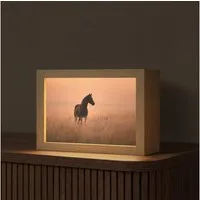 OnlyWow Tischleuchte Lightbox Pferd - Wiese - Sonnenuntergang, Dimmbar, Farbwechsel, LED, Warmweiß, Kaltweiß, Neutralweiß Einstellbar, Tischlampe, Schreibtischlampe, Desk, Dimmbar, mit Kabel, LED