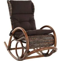 Krines Home Schaukelstuhl Luxor Schaukelstuhl Natur Rattan Schaukelsessel Relaxsessel, mit Polsterauflage