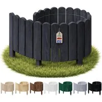 Floranica Palisade Flexible Rasenkante Beeteinfassung Beetumrandung Rasenkante aus Holz, LxH: 100x10 cm, Dunkelgrau, Steckzaun - Umzäunung für Hochbeete Blumenbeeten Wege Rasenbegrenzung