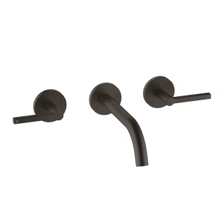 KLUDI NOVA FONTE 3-Loch-Waschtisch PURISTIC Unterputz-Wandarmatur 180 mm mattschwarz 201443915