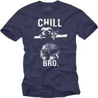 MAKAYA Print-Shirt Coole Lustige T-Shirt Sprüche Herren Jungen - Chill Bro Faultier Druck mit Druck