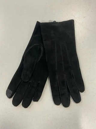 CLARINA - Velours-Lederhandschuhe schwarz - Gr. - 7