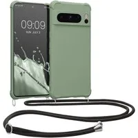 kwmobile Etui Hülle für Google Pixel 8 Pro, mit Metall Kette zum Umhängen - Silikon Handy Cover Case Schutzhülle