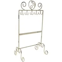Macosa Home Schmuckständer Altweiß Metall 37 cm Schmuckhalter Shabby Chic Schmuckaufbewahrung (Halter Organizer Schmuckorganizer, Kettenhalter Kettenständer), modern Aufbewahrung Schmuck Halter