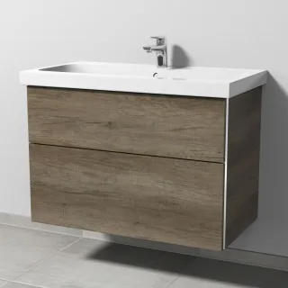 Sanipa 3way Waschtischunterbau zu Geberit iCon Light Waschtisch mit 2 Auszügen, Eiche-Nebraska BR57537