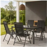 Progarden Gartenstuhl Hochlehner Klappstuhl Anthrazit 4 er Set (Set, 4 St), Hochwertig Verarbeitet, Klappbar, Lehne verstellbar, Faltbar, Stahl