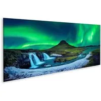 islandburner Leinwandbild Bild auf Leinwand Nordlicht Aurora Borealis Kirkjufell Island Kirkjufe