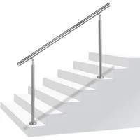 FIVMEN Treppengeländer Handlauf Edelstahl Geländer mit 2 Pfosten Brüstungsgeländer, 80 cm Länge, 0-tlg., für Treppen, Brüstung, Balkon