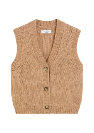 Marc OPolo DENIM - Ärmelloser Cardigan cropped light almond melange - Gr. - M