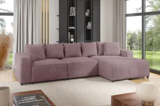 Ecksofa Designersofa Sofa MEGAN in Stoff Poso Altrosa Ottomane Rechts