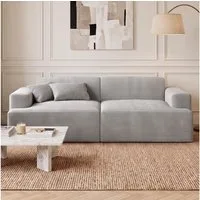 skølm Sofa Freki aus Cord, Vollschaumcouch mit Federkern und Vakuum-Kompression, Grau, Couch 2 Sitzer mit 2 Kissen, kein Aufbau erforderlich, 230 cm breit, gepolstert, vakuumiert