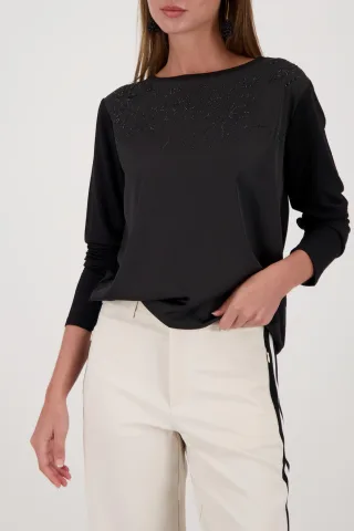 monari - Blusenshirt mit Strasssteinen schwarz - Gr. - 38