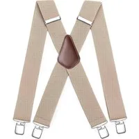 LuxusKollektion Hosenträger Hosenträger Herren 5cm 4 Metall Clip X Form Beige Einheitsgröße