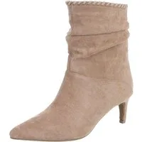 Ital-Design Damen Stiefelette mit Absatz und Raffung Stiefelette (92269013) Pfennig-/Stilettoabsatz Stiefeletten in Hellbraun
