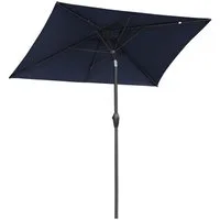 Sekey Sonnenschirm 210 x 140 cm Aluminum Sonnenschirm Rechteckig Marktschirm mit Kurbel, LxB: 210,00x140,00 cm, mit/ohne LED-Lichtern, Sonnenschutz UV50+, Gartenschirm Knickbar
