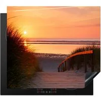 MuchoWow Herd-Abdeckplatte Strand - Sonne - Farben, Vinyl, (1 tlg), Ceranfeldabdeckung Küche, Herdabdeckplatte Einteilig, 59x51 cm