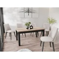 WFL GROUP Esstisch Davidof ausziehbar rechteckig modern mit schwarzen Holzbeinen (MADE IN EU, erhältlich in 3 Größen – 140/160/160 cm ausziehbar auf 180/200/240 cm), platzsparender Tisch in Holzoptik für Küche, Esszimmer oder Wohnzimmer