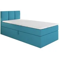 A&J MöbelLand GmbH Boxspringbett Einzelbett NASI mit Bettkasten, Topper und gepolstertem Kopfteil. (Boxspringbett mit Bettkasten und gepolstertem Kopfteil. Inclusive Topper !, TOP ANGEBOT), Länge 208 cm Höhe 106 cm