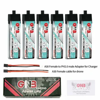 6Pcs Gaoneng 3.7V 550mAh 90C 1S LiHV Battery A30 Plug for Emax Tinyhawk S BetaFPV Beta75X