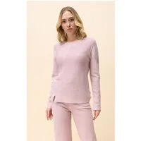 Passioni Strickpullover mit Rippenfront und Strass-Logo