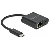 Adapter USB-C > Gigabit LAN, mit PD Anschluss schwarz