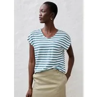 bonprix T-Shirt Oversize Passform, Kurzarm, V-Ausschnitt, aus Leinen, pflegeleicht