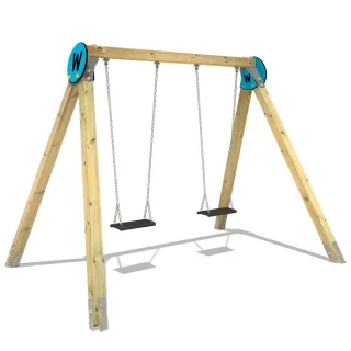 PRO Feel Doppelschaukel für öffentliche Spielplätze - Robuste Holz Spielanlage DIN EN 1176 Zertifiziert Wetterbeständig - Massivholz Schaukel Wickey