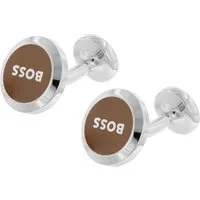 BOSS Manschettenknöpfe 50510408-260, Beige/Silber B-Logoinsert-Cuf