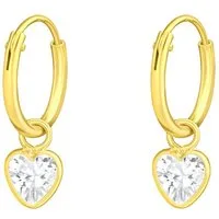 Order & Smile Schmuck Paar Ohrhänger Kleine Creolen mit Zirkonia Herz gold aus Silber 925