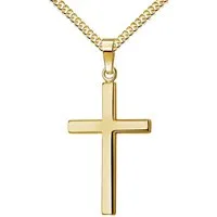 JEVELION Kette mit Anhänger Kreuzanhänger 585 Gold - Made in Germany (Goldanhänger, für Damen und Herren), Mit Kette vergoldet- Länge wählbar 36 - 70 cm.