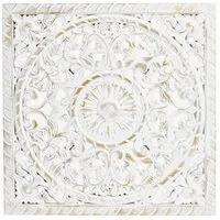 Meinposten Wandbild Holzbild Ornament weiß gold 40x40 rund 39 cm Landhaus Mandala shabby, (1 St)