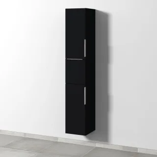 Sanipa 3way Hochschrank mit 2 Türen und 1 Auszug, Schwarz-Matt UF10008