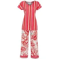 Chérie Line Pyjama - Schlafanzug im Mustermix mit 7/8 Culotte (2 tlg) Aus 50% Baumwolle 50% Modal