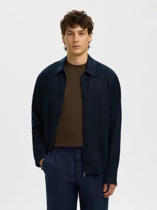 SELECTED MEN - SLHREGJEREMY LINEN ZIP OVERSHIRT Sky Captain - Gr. - XL