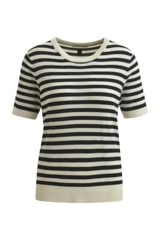 Smith&Soul - Striped Half Slv Pullover black print - Gr. - M