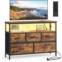 SONGMICS Kommode Sideboard, Schubladenschrank, 5/7 Schubladen, mit LED-Beleuchtung, Ladestation