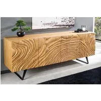 riess-ambiente Sideboard FLUID 175cm creme/schwarz - Mango-Massivholz, Metall, Kufengestell (Einzelartikel, 1 St), Kommode m. Front im 3D-Design - ideal f. Wohn- & Schlafzimmer od. Flur