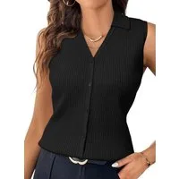 Arach&Cloz Tanktop Damen Tank Top ärmellos, Business Polotop mit V-Ausschnitt