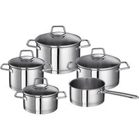 SCHULTE-UFER Topf-Set Wega, Edelstahl 18/10 (Set, 5-tlg., 1 Bratentopf Ø 16/20 cm, 1 Fleischtopf Ø 16/20 cm, 1 Stieltopf Ø 16 cm), Induktion