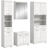 welltime Badmöbel-Set SIENA, 4 teilig, bestehend aus:, (Set, 4-St., TOPSELLER), Hochschrank schmal, WBU, Spiegelschrank, Hochschrank breit